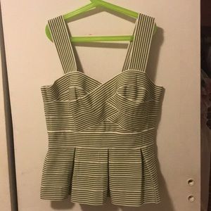 Anthropologie green and white bandage peplum